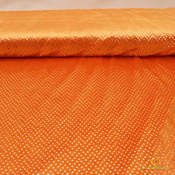 50x70 cm Zuschnitt Panne Samt Pailetten - Orange